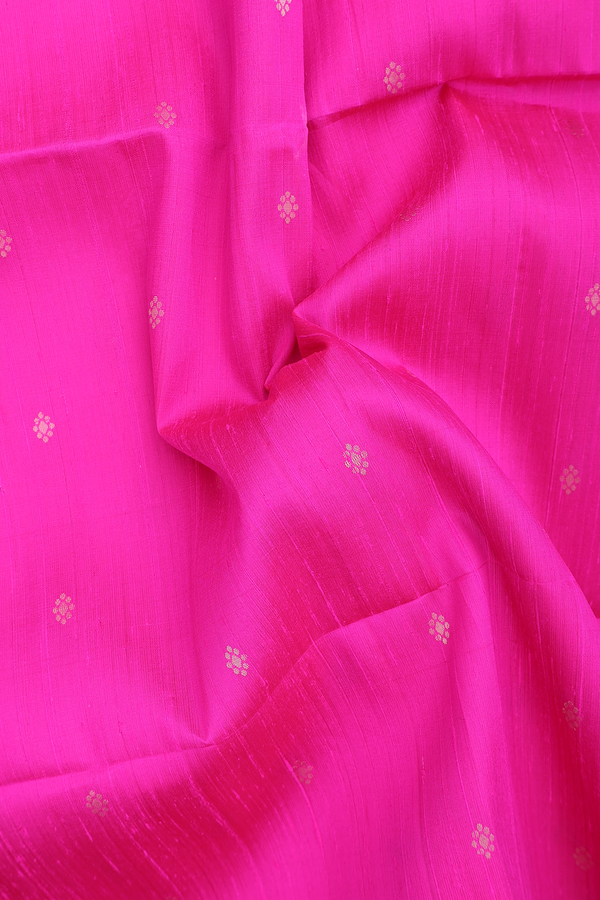 Raw Silk Saree In Magenta With Floral Buttas