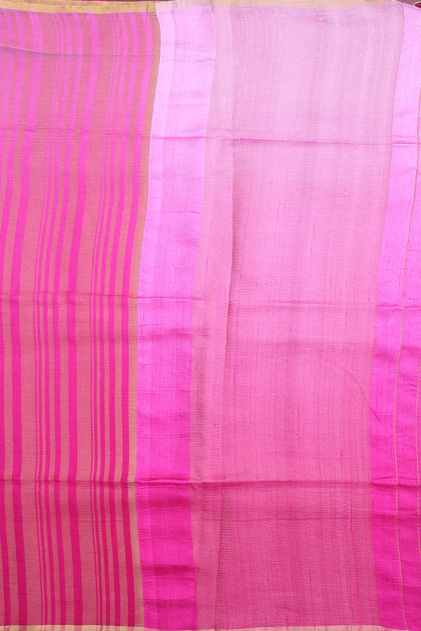 Raw Silk Saree In Magenta With Stripes Design
