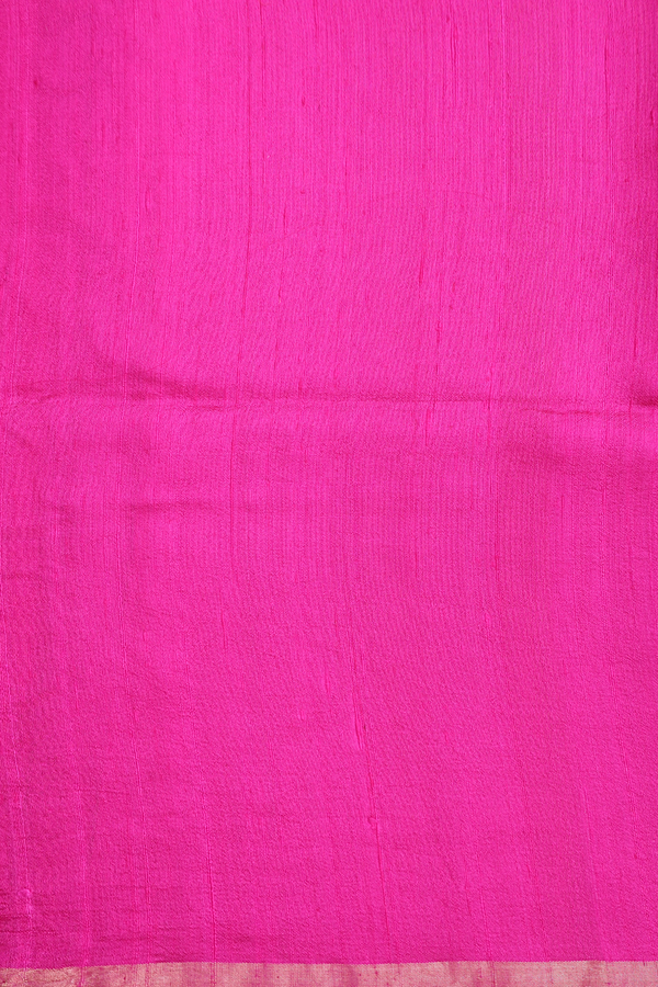Raw Silk Saree In Magenta With Stripes Design