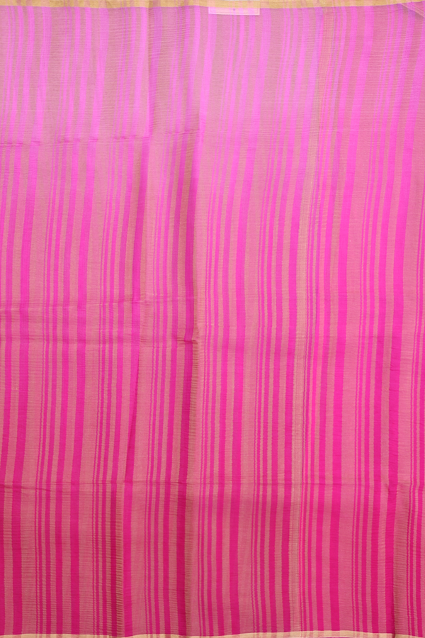 Raw Silk Saree In Magenta With Stripes Design