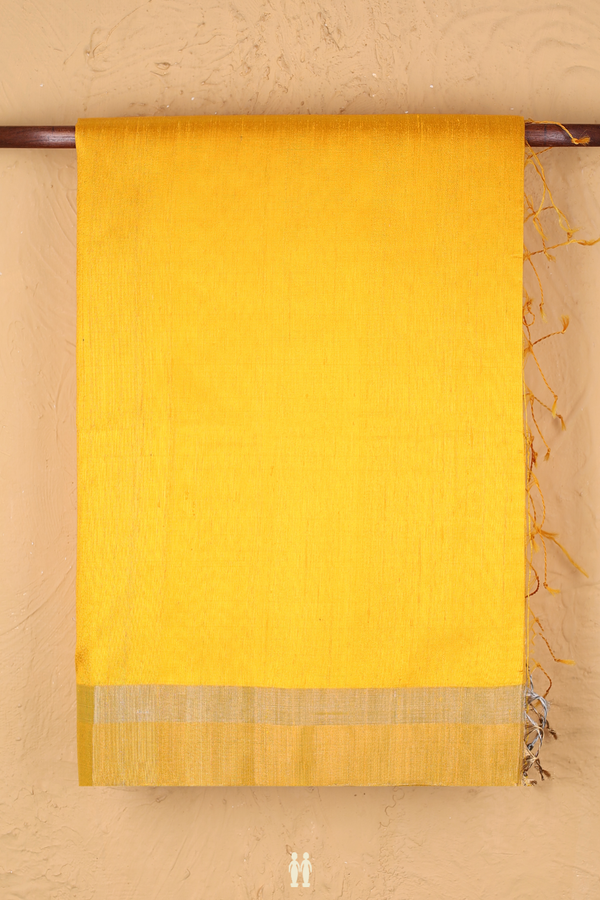 Raw Silk Saree In Mango Yellow With Zari Border