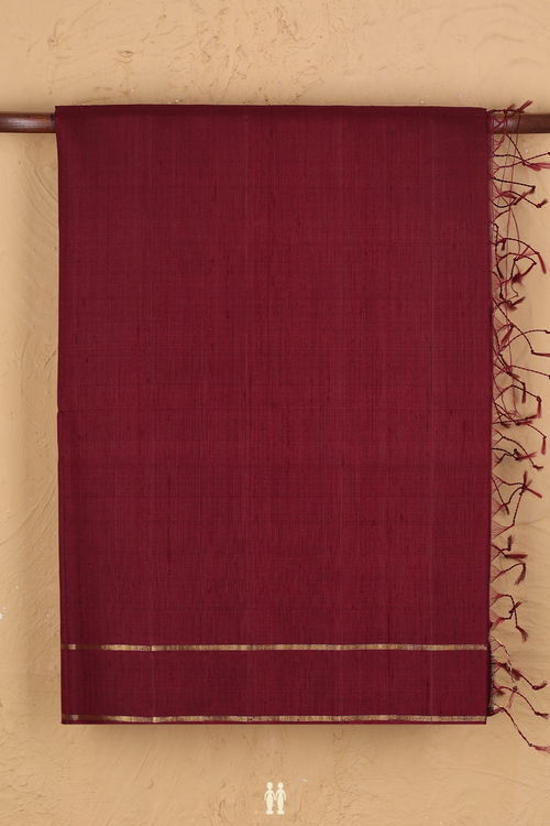 Raw Silk Saree In Maroon With Iruthalai Pakshi Pallu