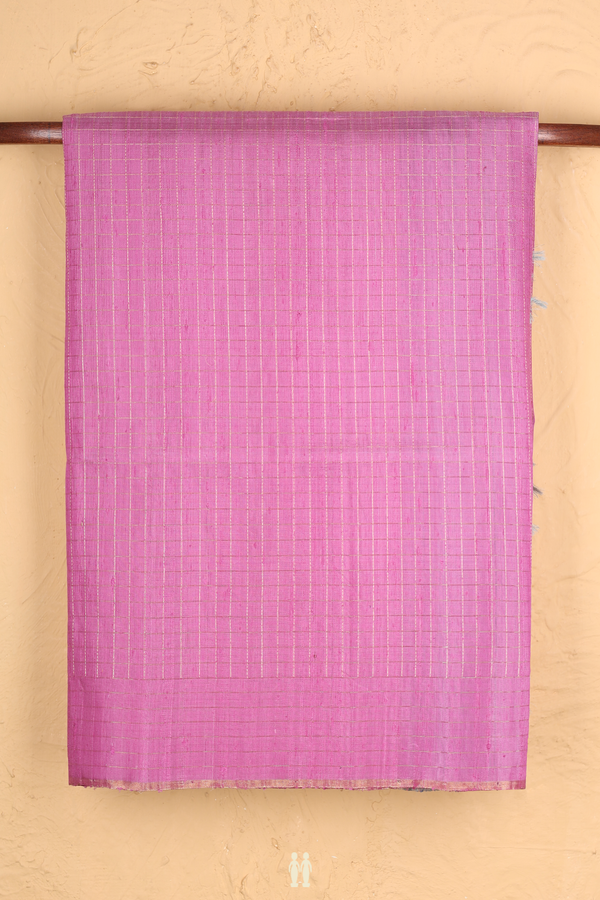 Raw Silk Saree In Mauve With Checks Design
