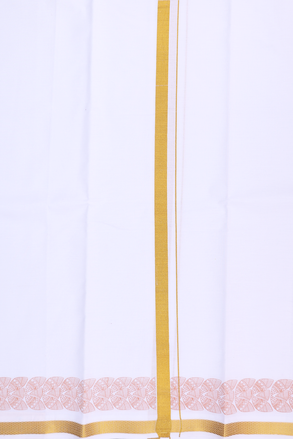 Zari Border White Cotton Dhoti