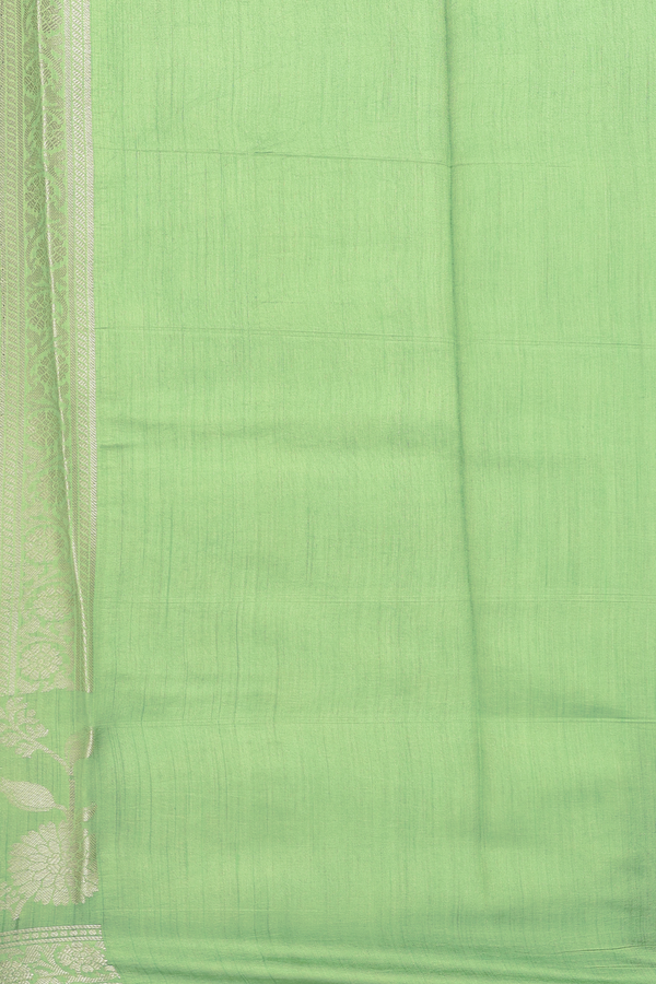 Raw Silk Saree In Moss Green With Floral Buttas
