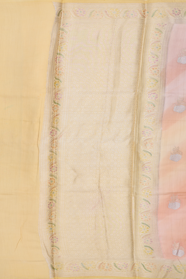 Raw Silk Saree In Multicolor With Floral Buttas