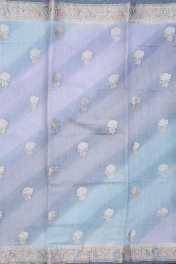 Raw Silk Saree In Multicolor With Floral Buttas