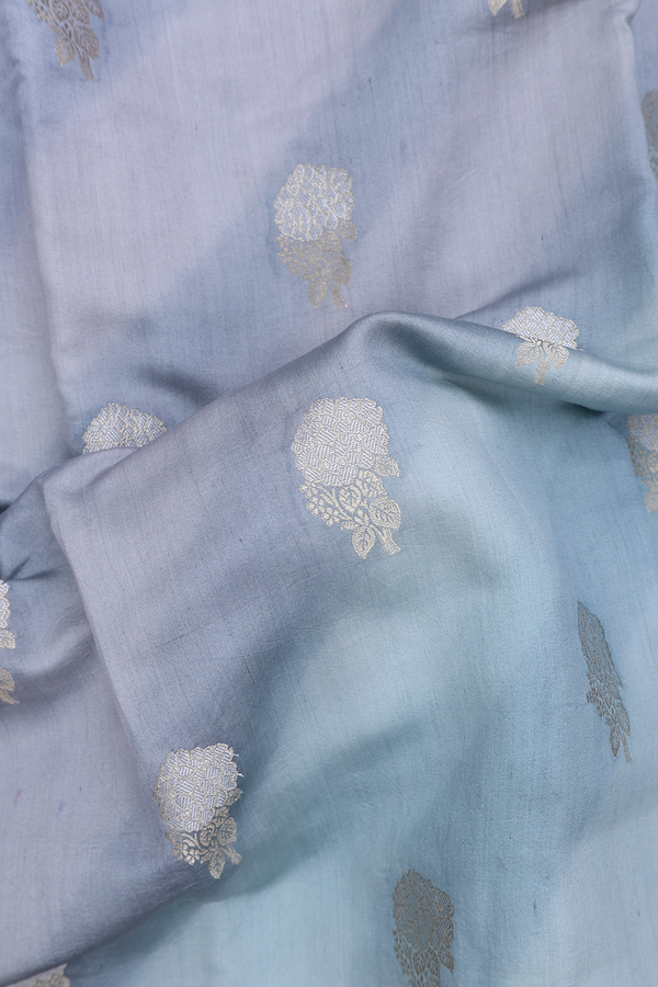 Raw Silk Saree In Multicolor With Floral Buttas