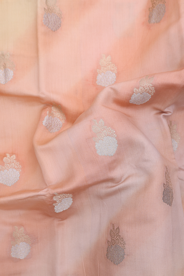 Raw Silk Saree In Multicolor With Floral Buttas