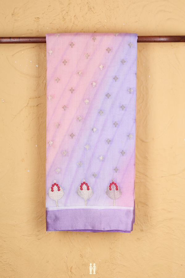 Raw Silk Saree In Multicolor With Zari Buttas