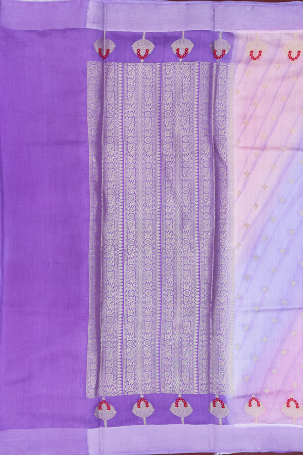 Raw Silk Saree In Multicolor With Zari Buttas
