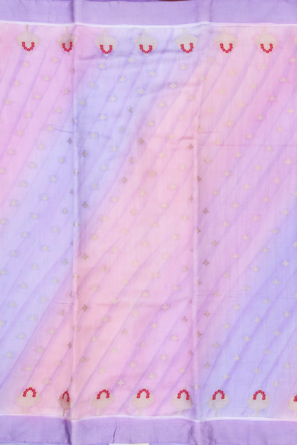 Raw Silk Saree In Multicolor With Zari Buttas