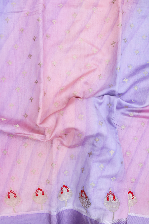 Raw Silk Saree In Multicolor With Zari Buttas