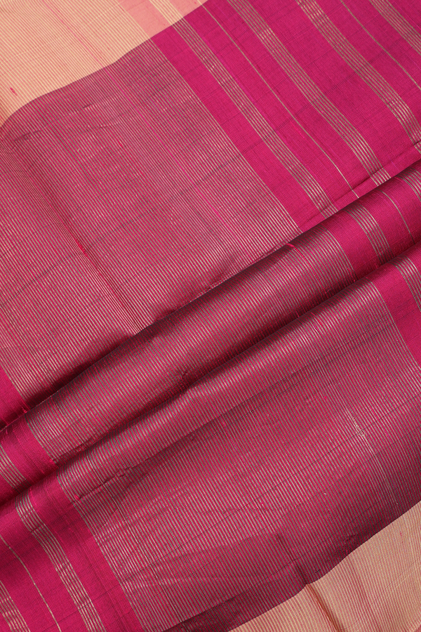 Raw Silk Saree In Navy Blue With Checks Design