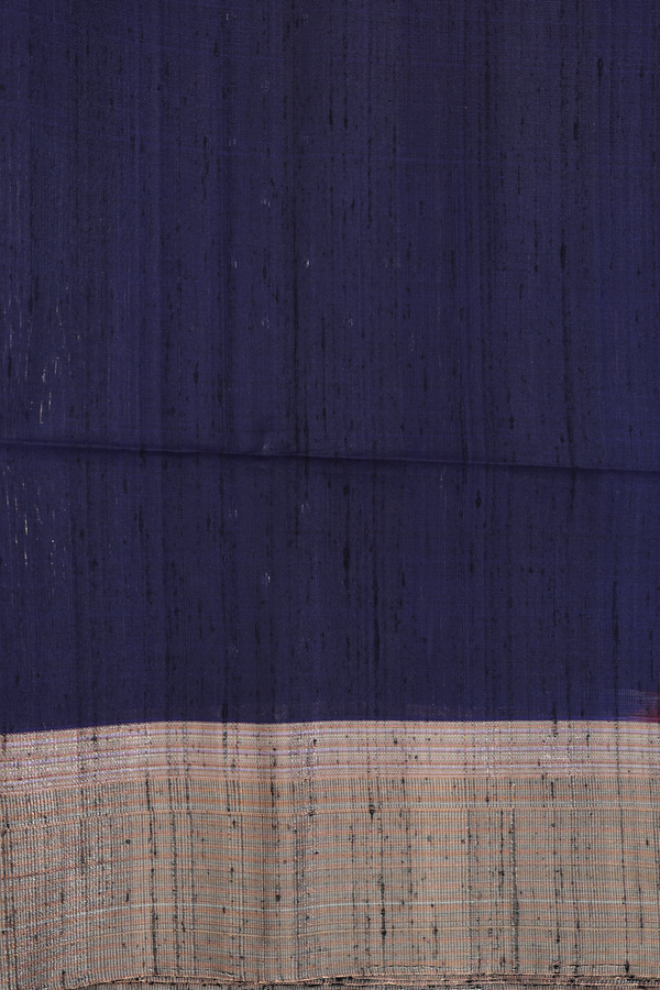 Raw Silk Saree In Navy Blue With Zari Border