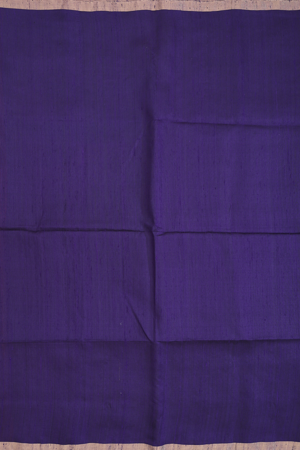 Raw Silk Saree In Navy Blue With Zari Border