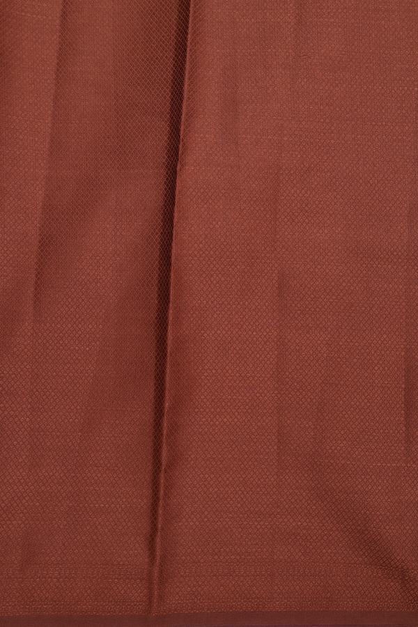 Raw Silk Saree In Ochre Orange With Floral Motifs