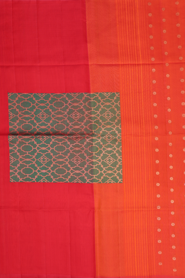 Raw Silk Saree In Orange With Zari Buttas