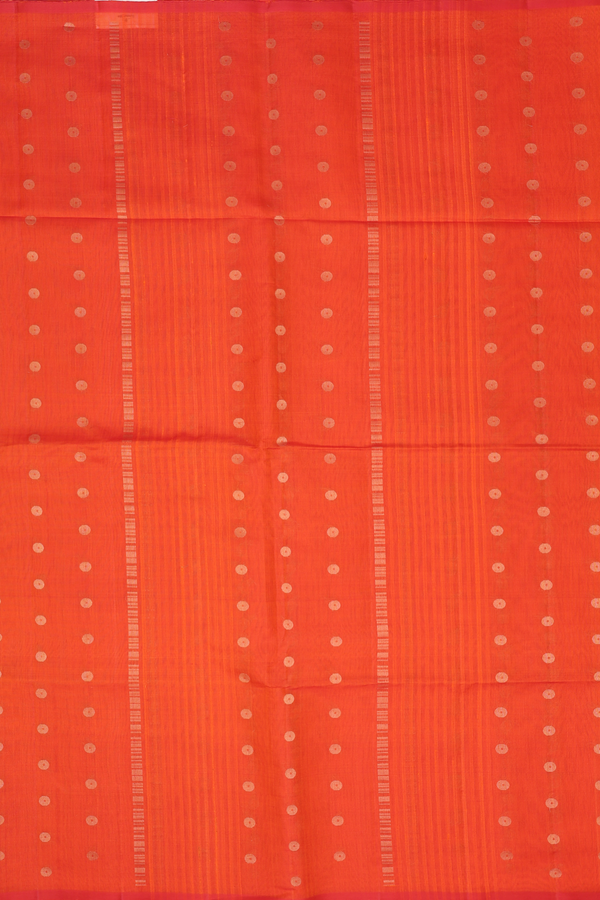 Raw Silk Saree In Orange With Zari Buttas
