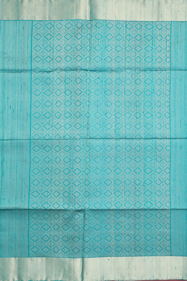 Raw Silk Saree In Oxford Blue With Floral Buttas