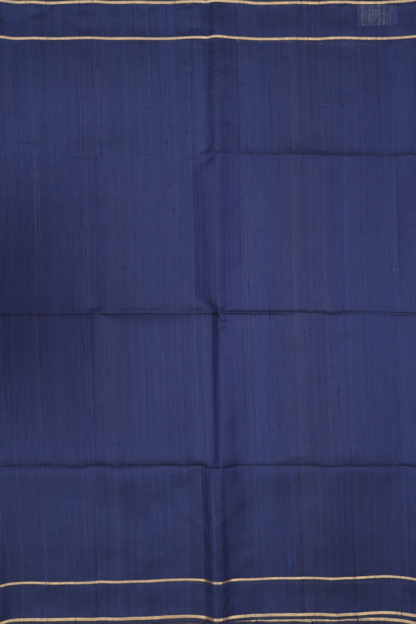 Raw Silk Saree In Oxford Blue With Iruthalai Pakshi Pallu