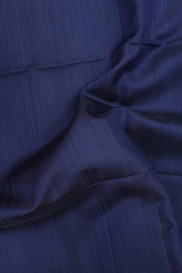 Raw Silk Saree In Oxford Blue With Iruthalai Pakshi Pallu