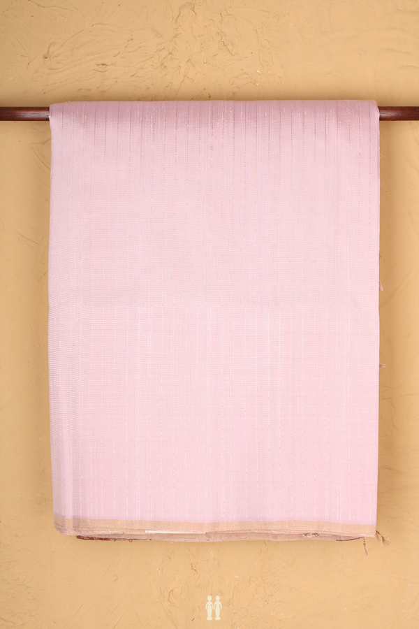 Raw Silk Saree In Pastel Pink With Zari Stripes Design