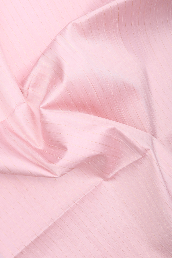 Raw Silk Saree In Pastel Pink With Zari Stripes Design