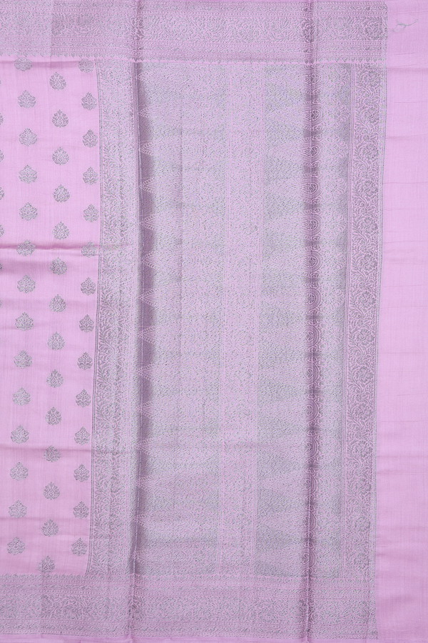 Raw Silk Saree In Pastel Purple With Allover Buttas