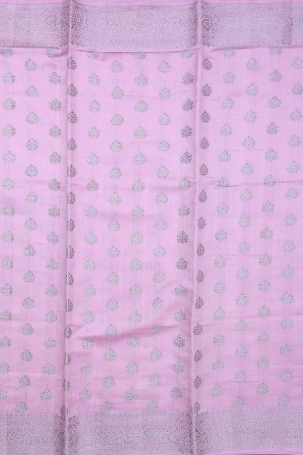 Raw Silk Saree In Pastel Purple With Allover Buttas