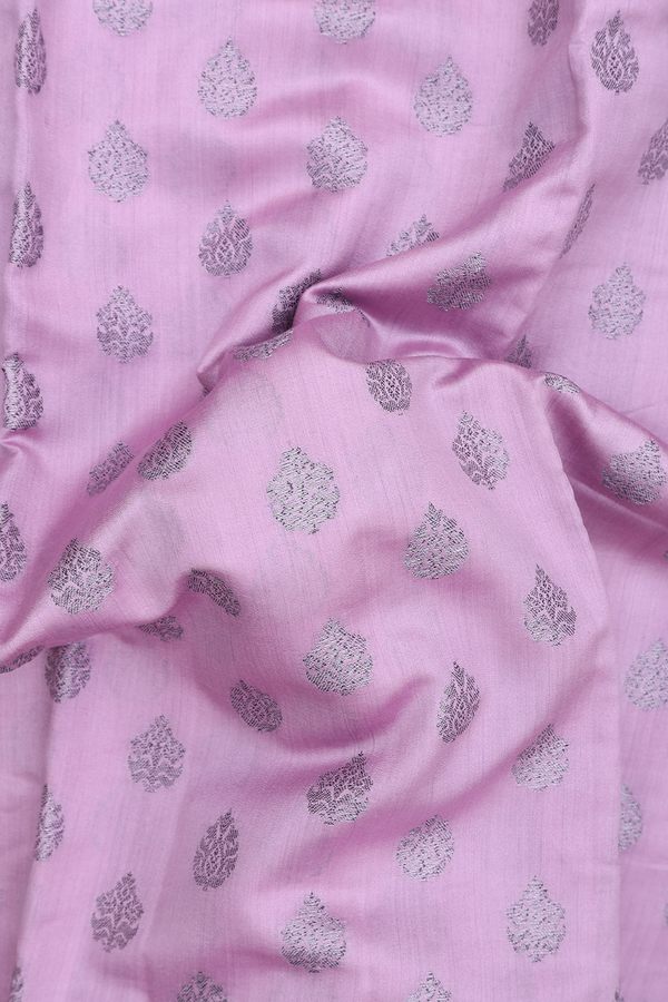 Raw Silk Saree In Pastel Purple With Allover Buttas