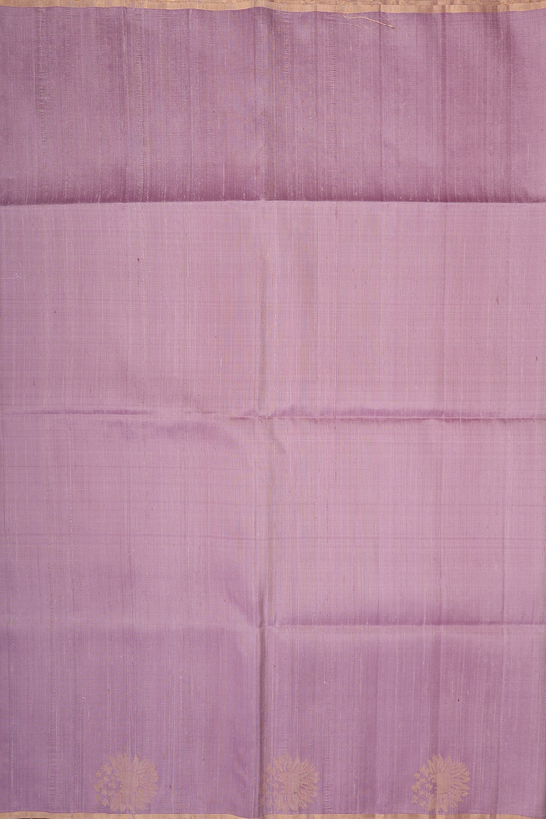 Raw Silk Saree In Pastel Purple With Floral Border
