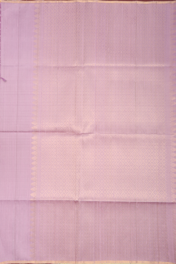 Raw Silk Saree In Pastel Purple With Floral Border