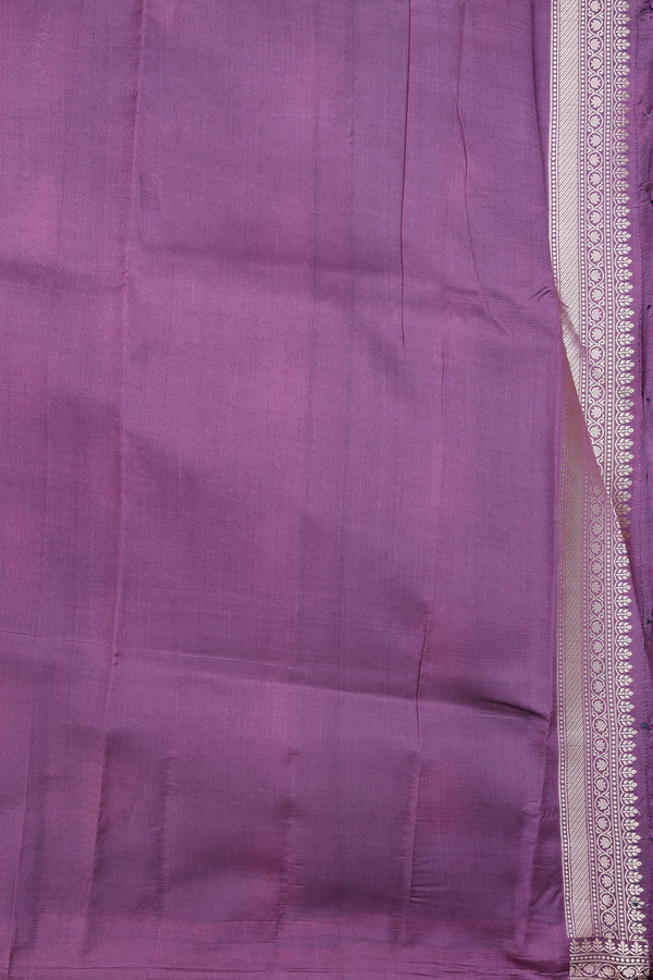 Raw Silk Saree In Peacock Green With Floral Motifs