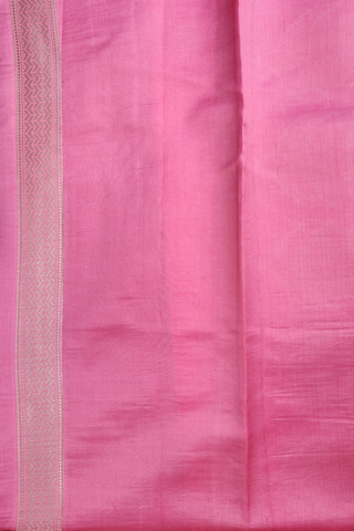Raw Silk Saree In Pink With Allover Floral Buttas