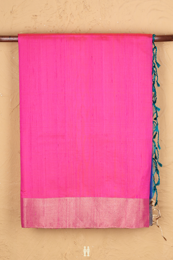 Raw Silk Saree In Pink With Bavanchi Border