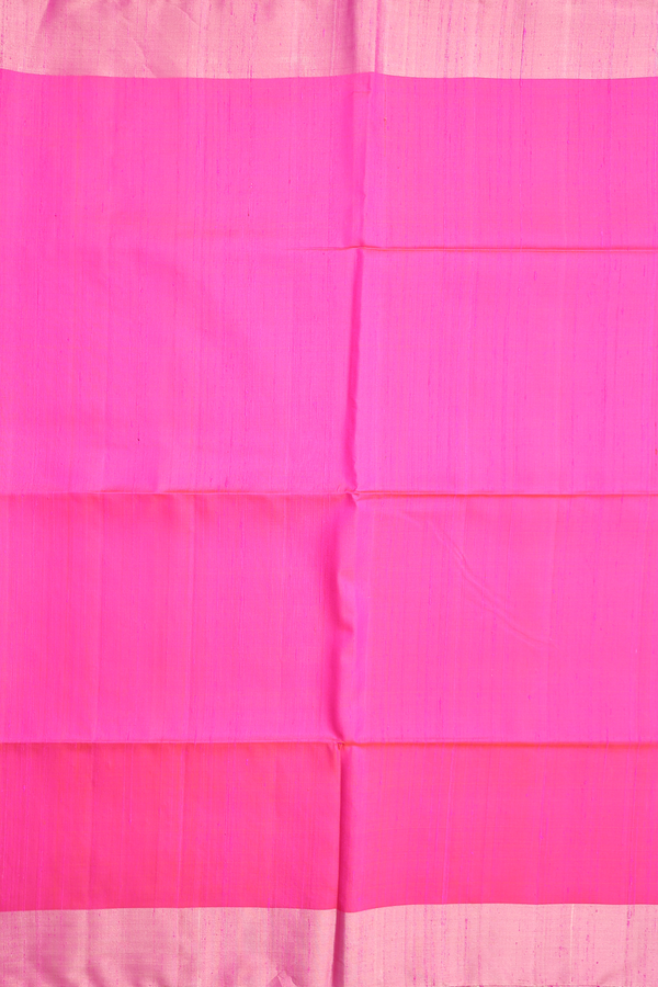 Raw Silk Saree In Pink With Bavanchi Border