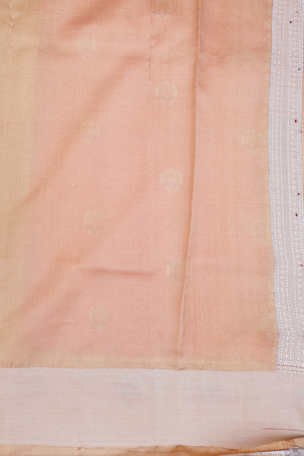 Raw Silk Saree In Pink With Floral Buttas