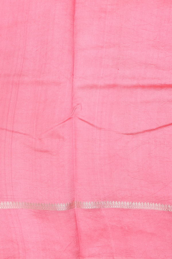 Raw Silk Saree In Pink With Floral Design