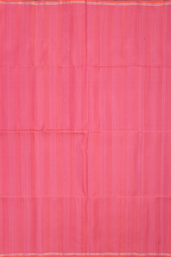 Raw Silk Saree In Pink With Plain
