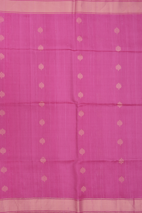 Raw Silk Saree In Pink With Zari Buttas