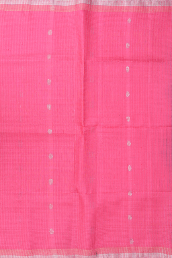 Raw Silk Saree In Pink With Zari Buttas