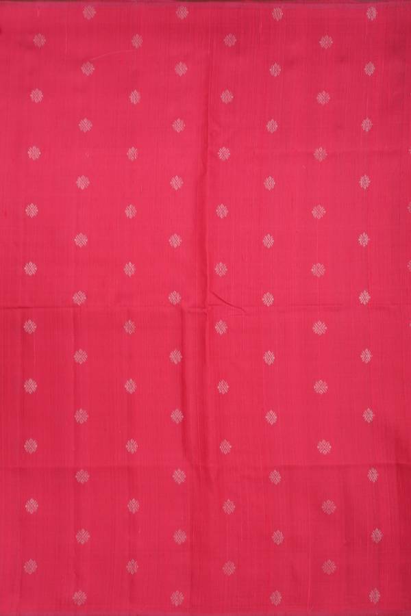 Raw Silk Saree In Pink With Zari Buttas