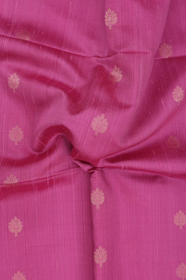 Raw Silk Saree In Pink With Zari Buttas