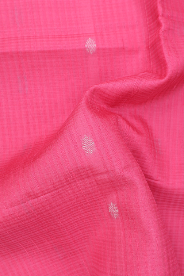 Raw Silk Saree In Pink With Zari Buttas