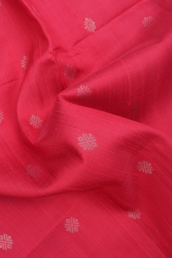 Raw Silk Saree In Pink With Zari Buttas