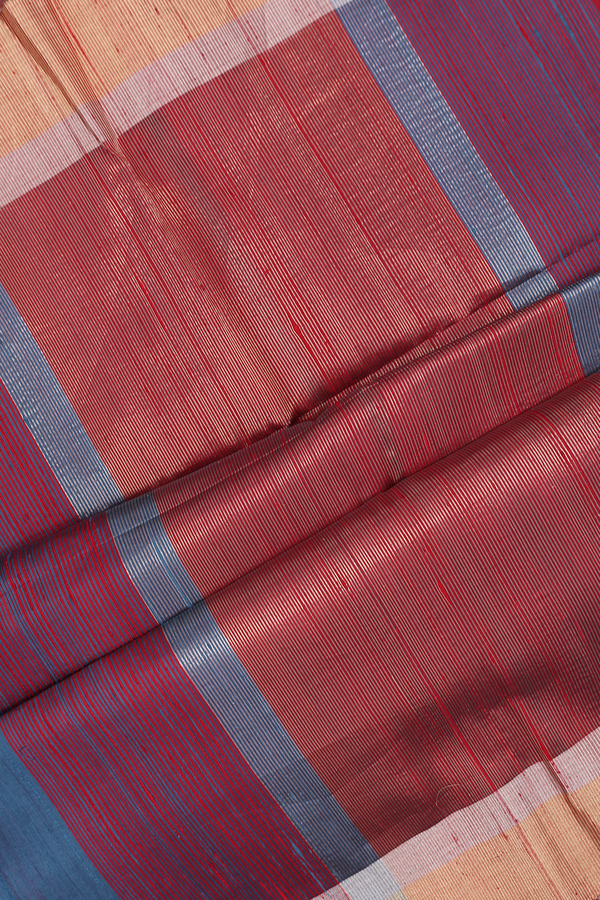 Raw Silk Saree In Plain Aegean Blue With Bavanchi Border
