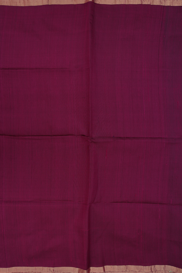 Raw Silk Saree In Plain Berry Purple With Zari Border