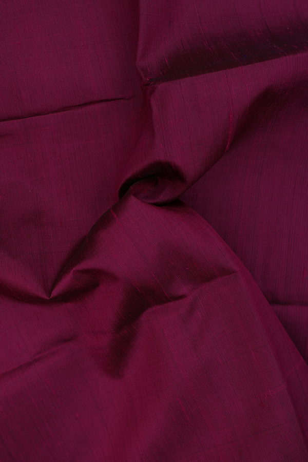 Raw Silk Saree In Plain Berry Purple With Zari Border