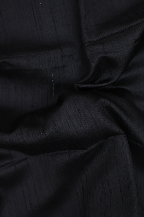 Raw Silk Saree In Plain Black With Bavanchi Border
